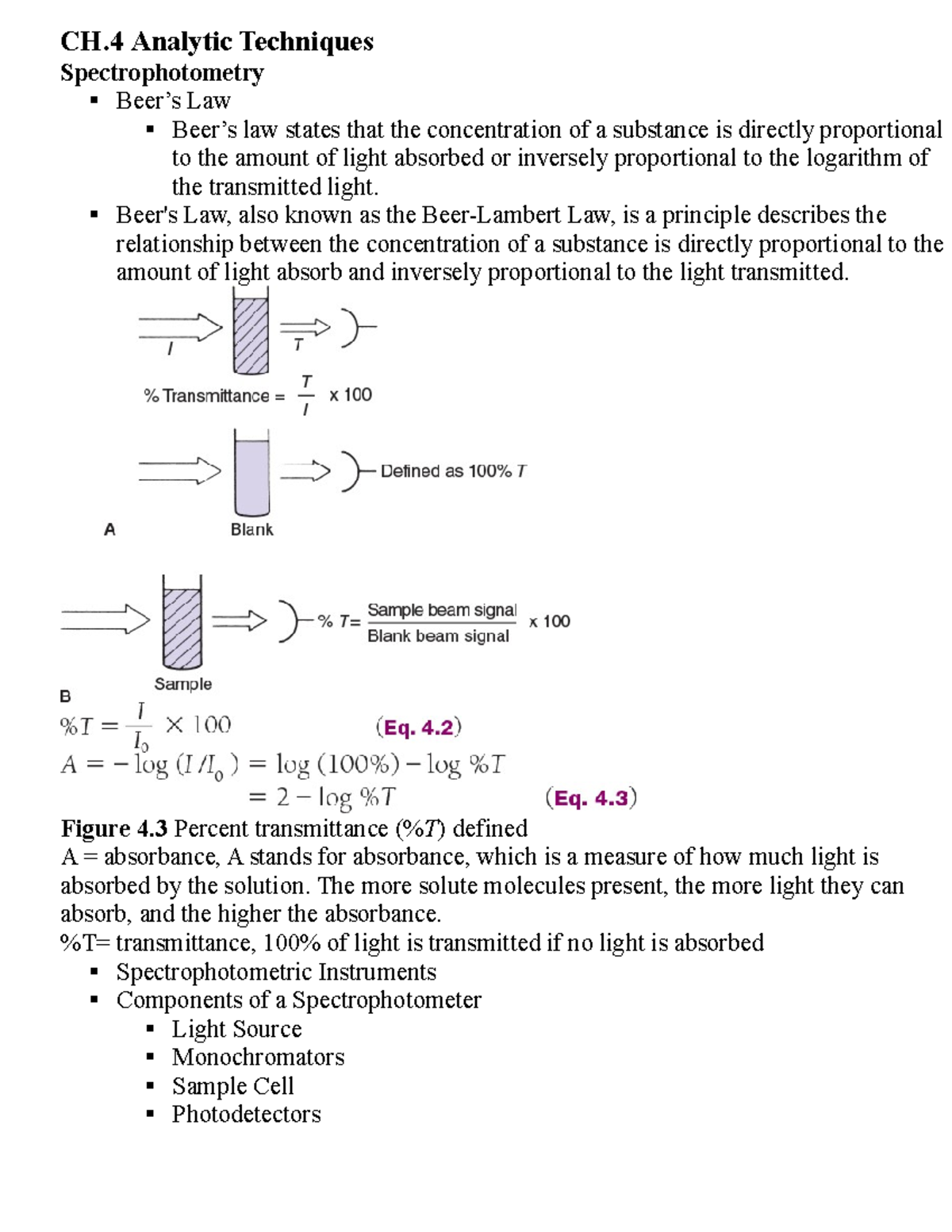 CH.4 immuno lac lecture copy CH Analytic Techniques Spectrophotometry