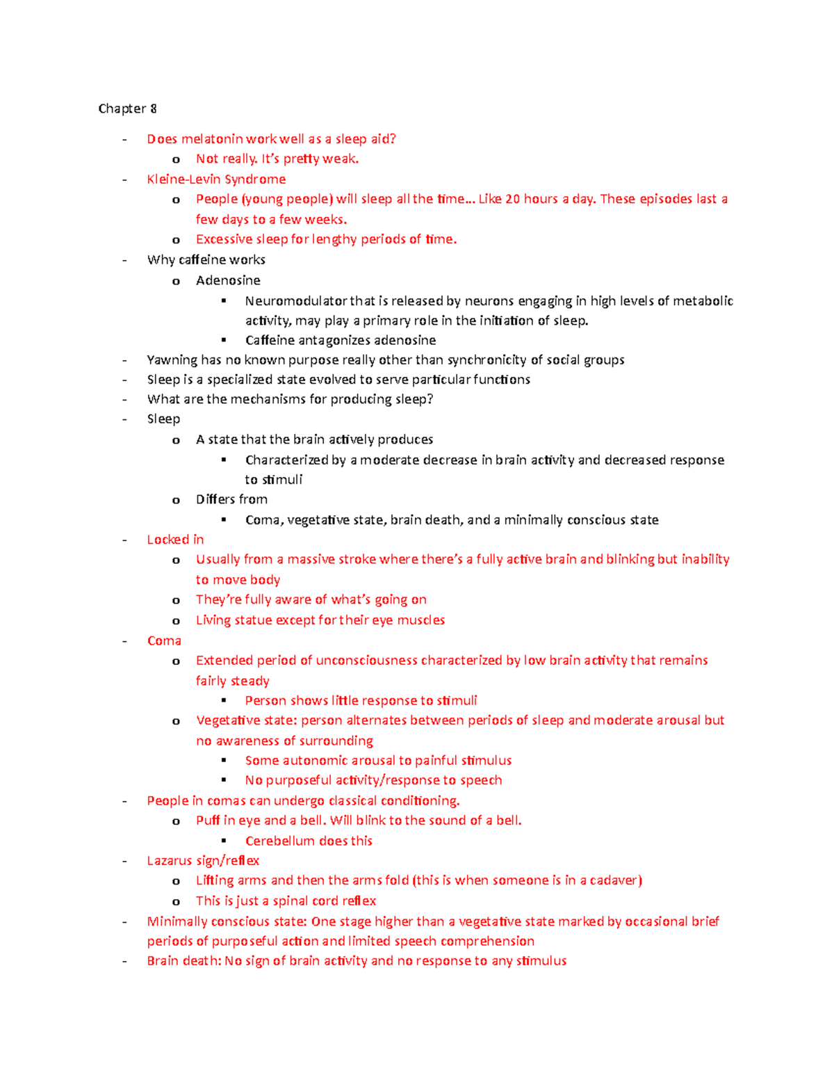 Bio Psyc Notes (Exam 3) - Chapter 8 Does melatonin work well as a sleep ...