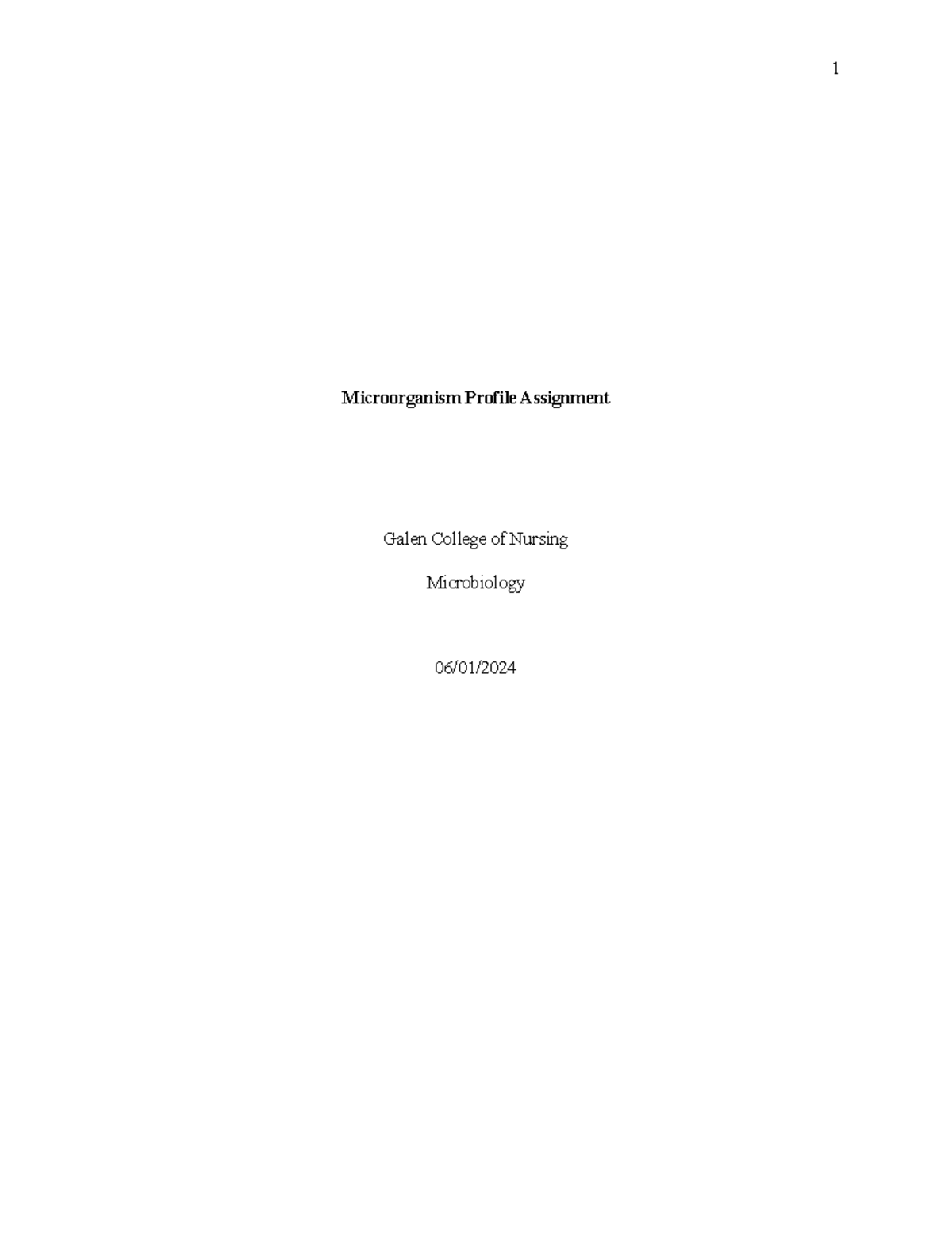 micro profile assignment for microbiology week 9 - Microorganism ...