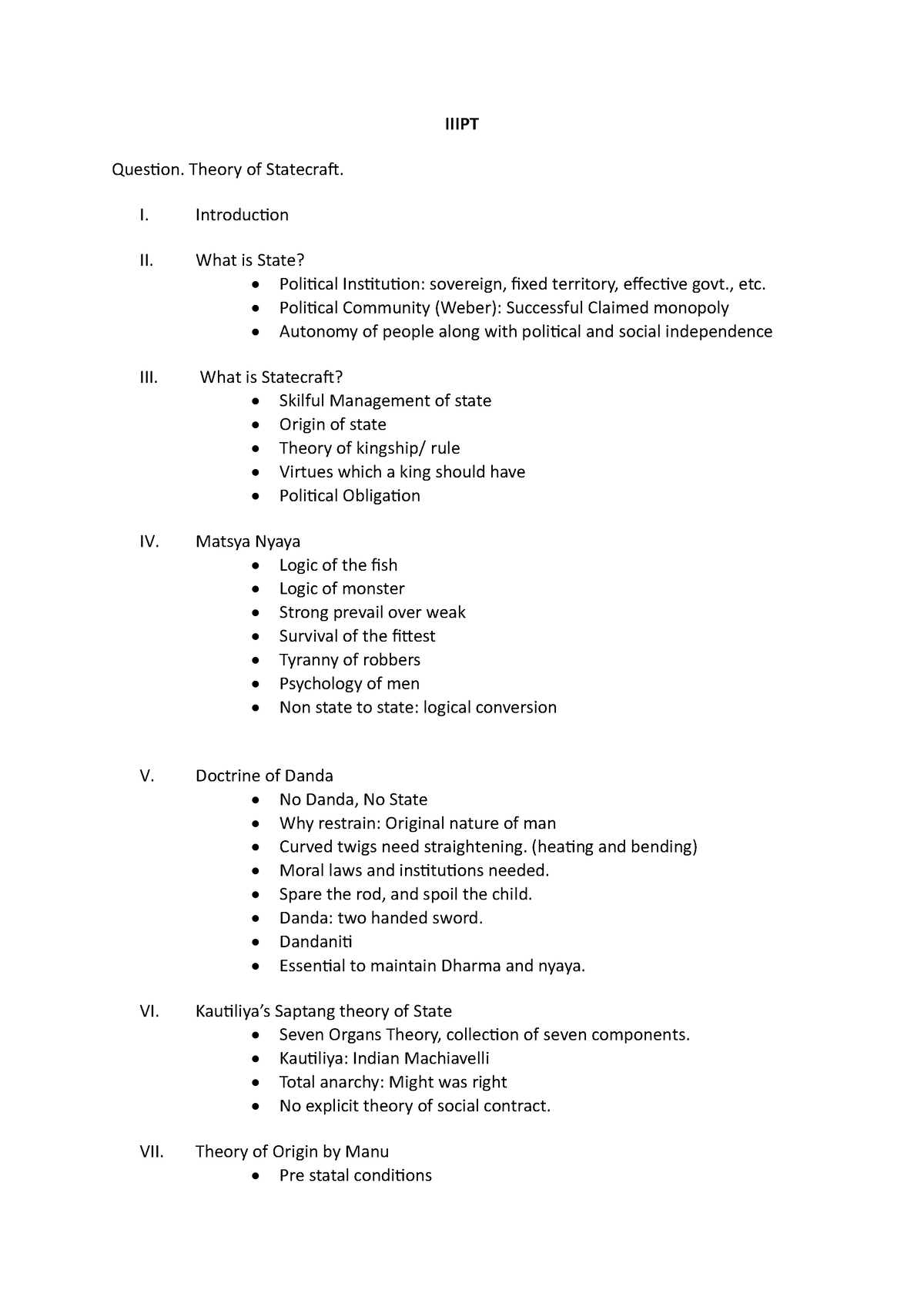 Iiipt Answer Template - IIIPT Question. Theory of Statecraft. I ...