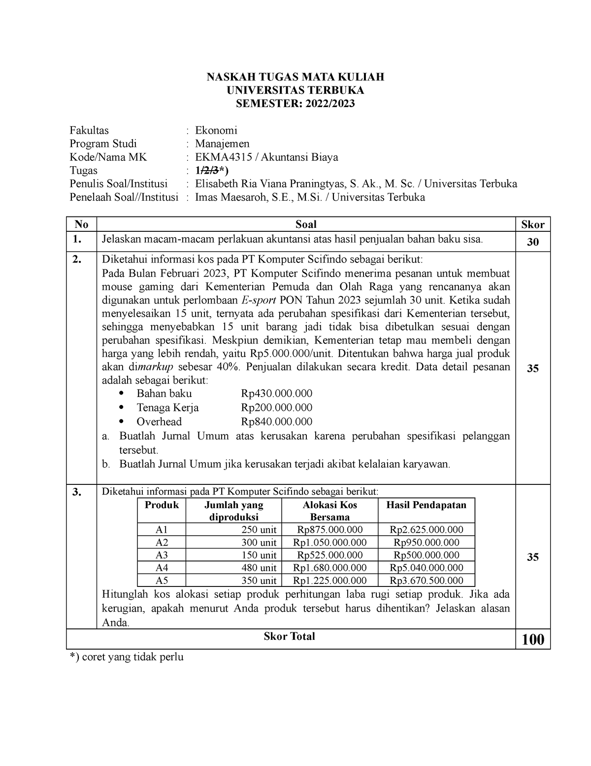 Naskah Tugas Tiga EKMA4315 SET 1 - NASKAH TUGAS MATA KULIAH UNIVERSITAS ...