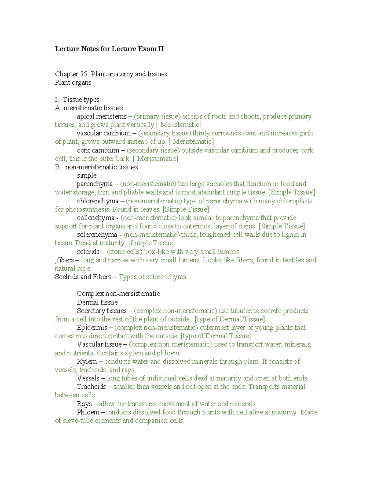 Review for Lecture Exam II - Lecture Notes for Lecture Exam II Chapter ...