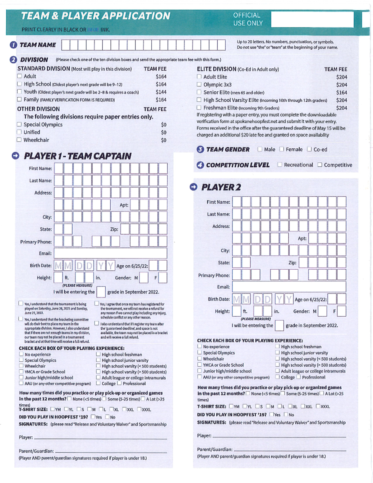 2022 Hoopfest Paper Entry Form - Studocu
