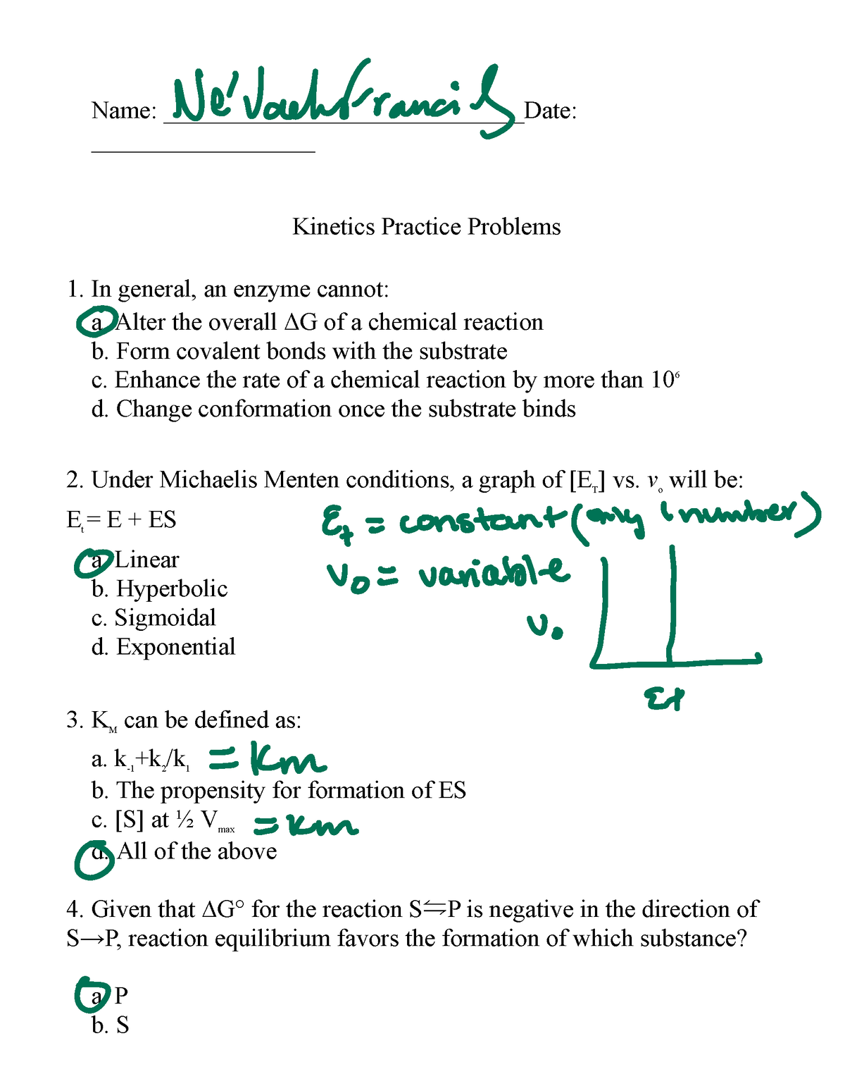 Chapter 7 Practice - Name: _____________________________Date: Kinetics ...