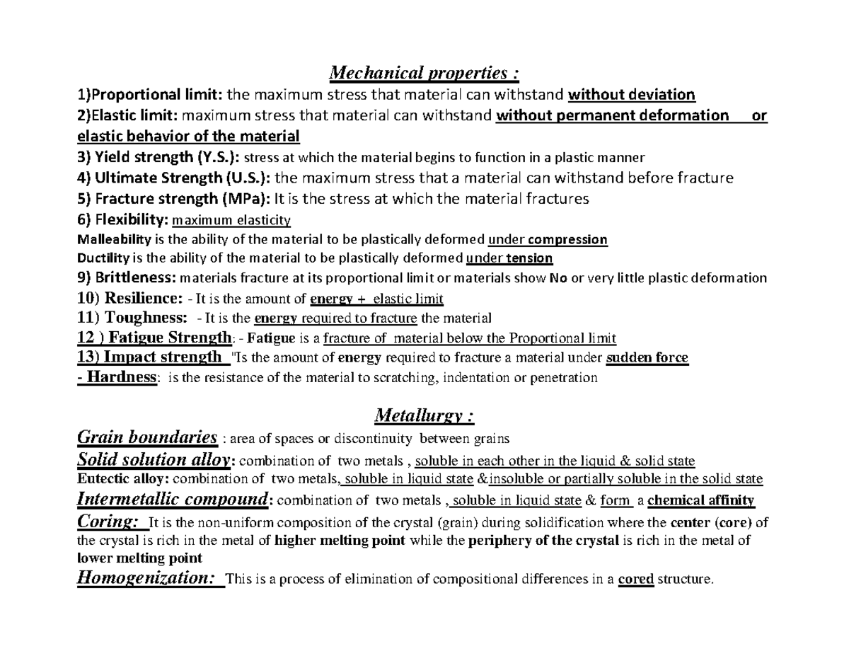 Dental materials (Scientific Terms) Mechanical properties 1