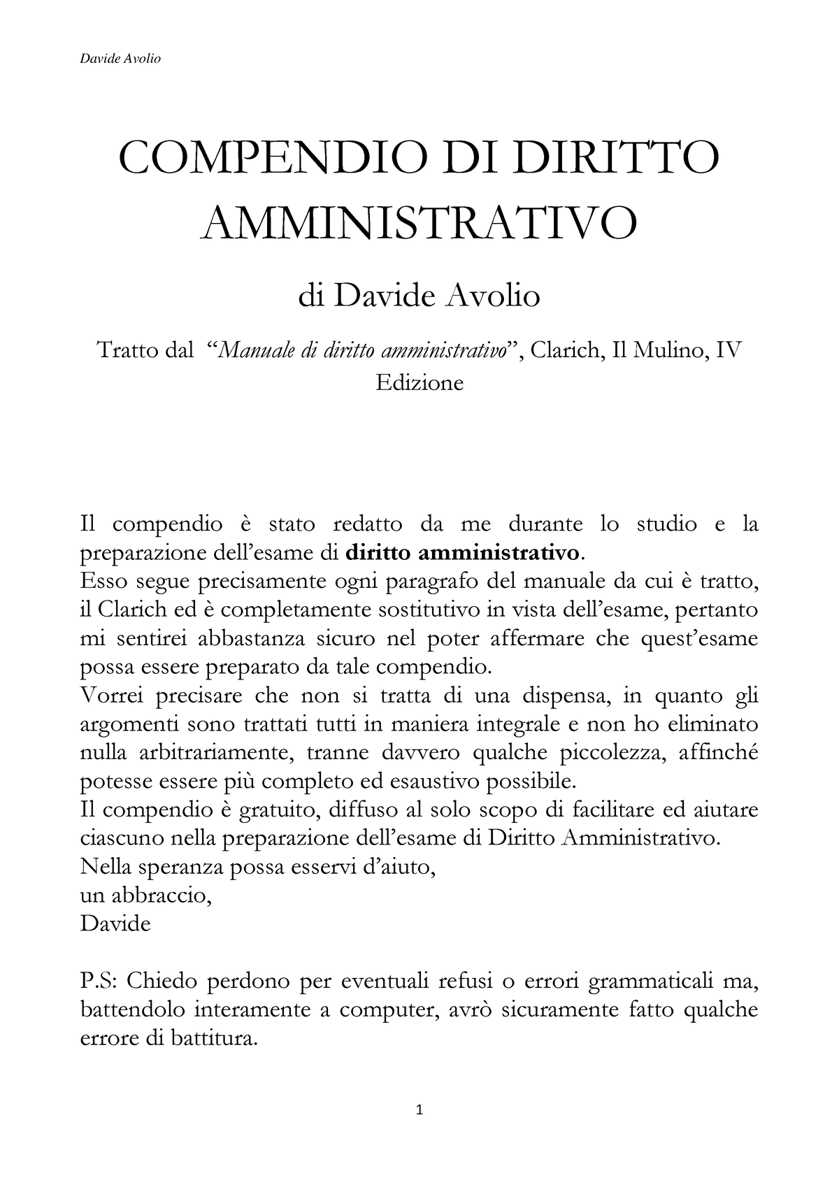 Compendio Diritto Amministrativo e Parte speciale - Avolio - COMPENDIO DI  DIRITTO AMMINISTRATIVO di - Studocu