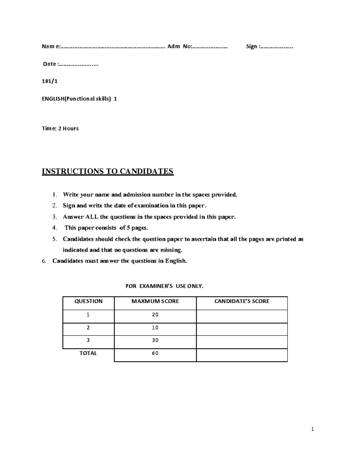 F3 ENG PP1 QUES (2) - Nam e