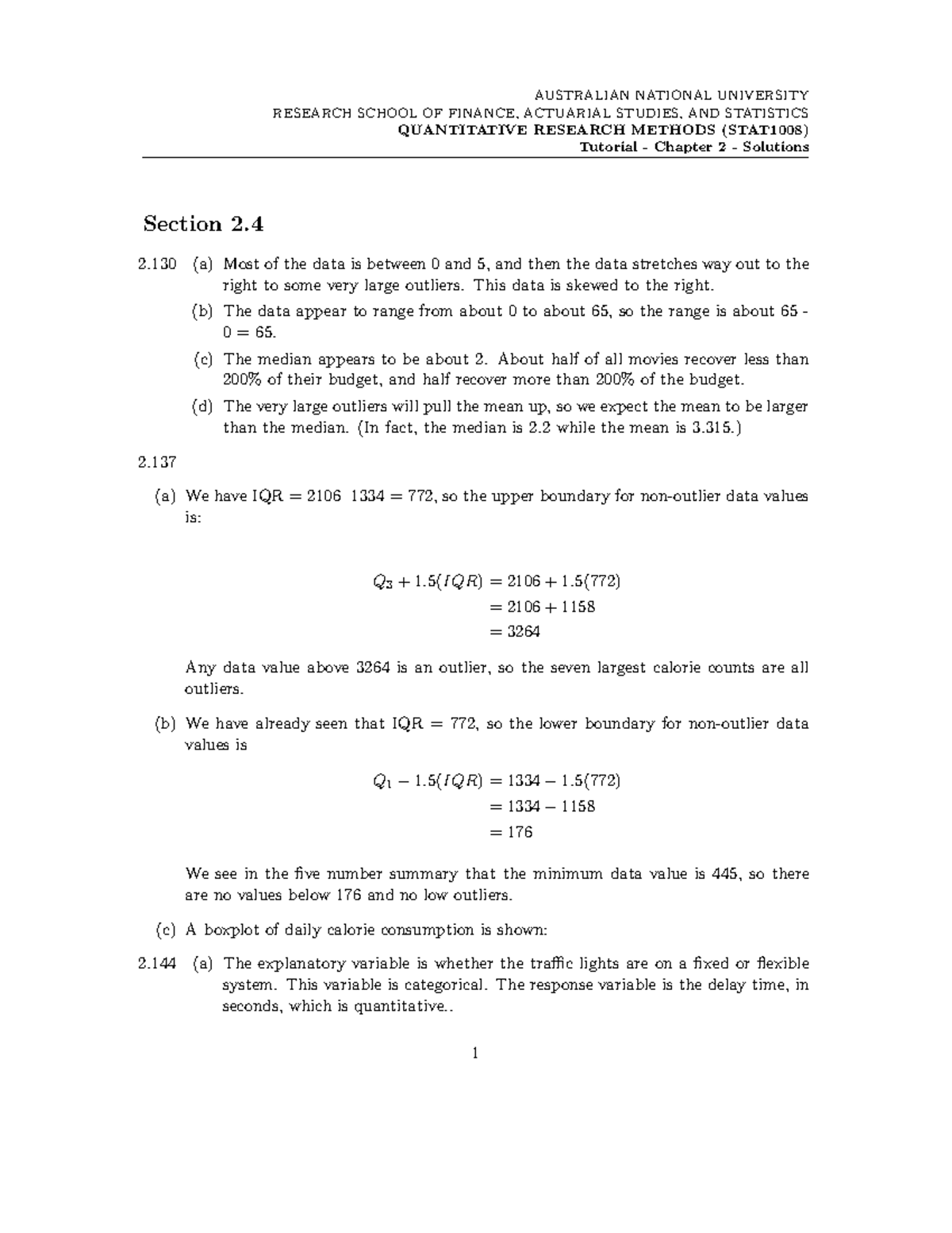 STAT1008 Tutorial Week 4 Solns - RESEARCH SCHOOL OF FINANCE, ACTUARIAL ...