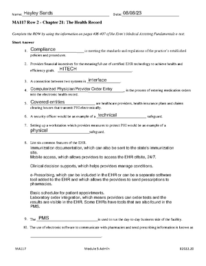 MA117 ROW 2 Chapter 21 Not Important Name Studocu