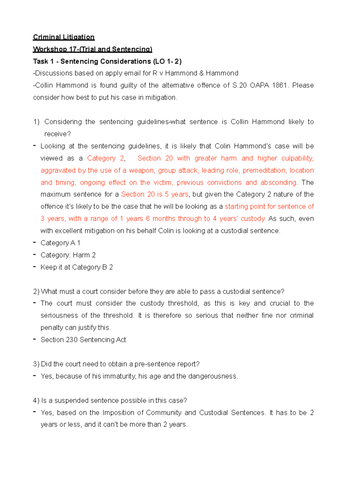 Criminal Litigation-Workshop 17(Trial and Sentencing) - Please consider ...