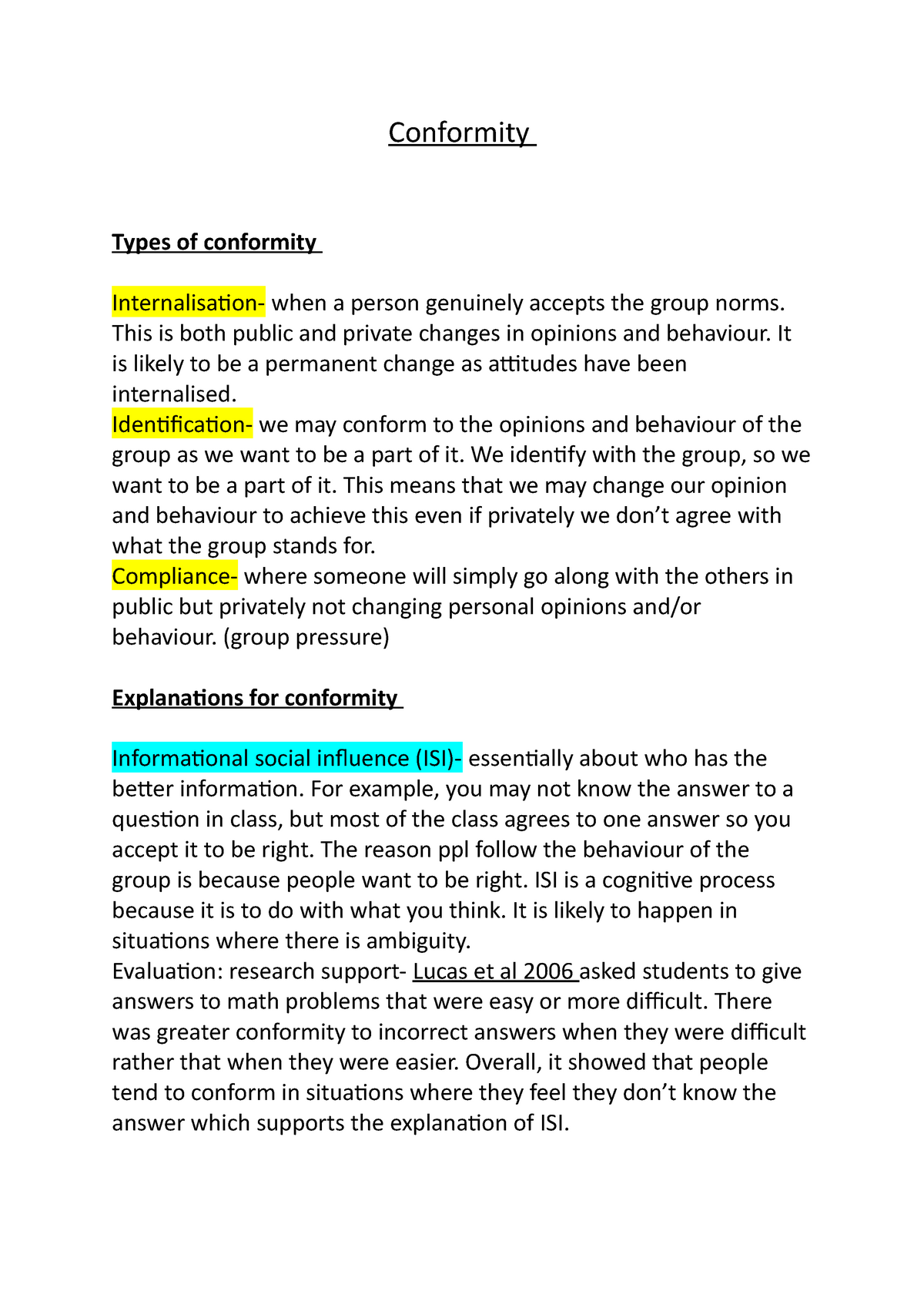 different types of conformity essay