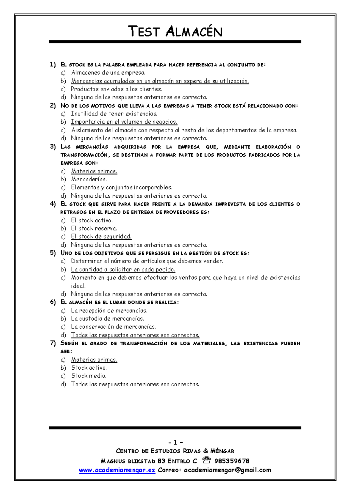 Soluciones test almacen ERA - 1 – CENTRO DE ESTUDIOS RIVAS & MÉNGAR ...