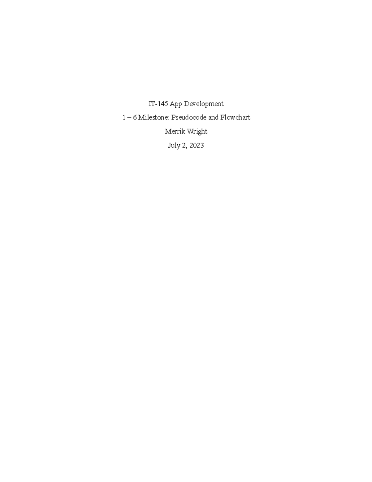 IT 145 Project 1-6 Pet BAG Specification Pseudocode and Graph - IT-145 ...