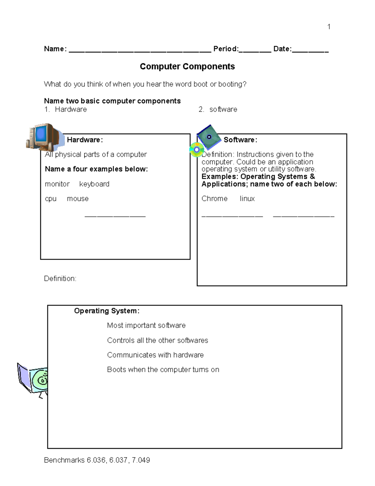 Azran Azim (Student) - Computer Components Student Note Sheet - 1 Name ...