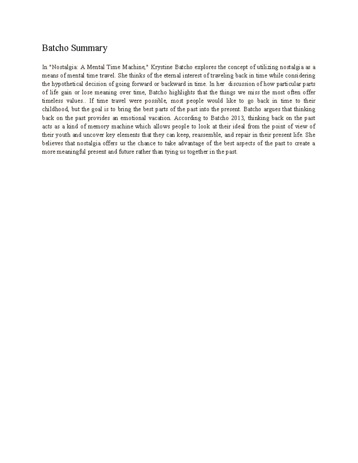 Batcho Summary a step for essay writing Batcho Summary In