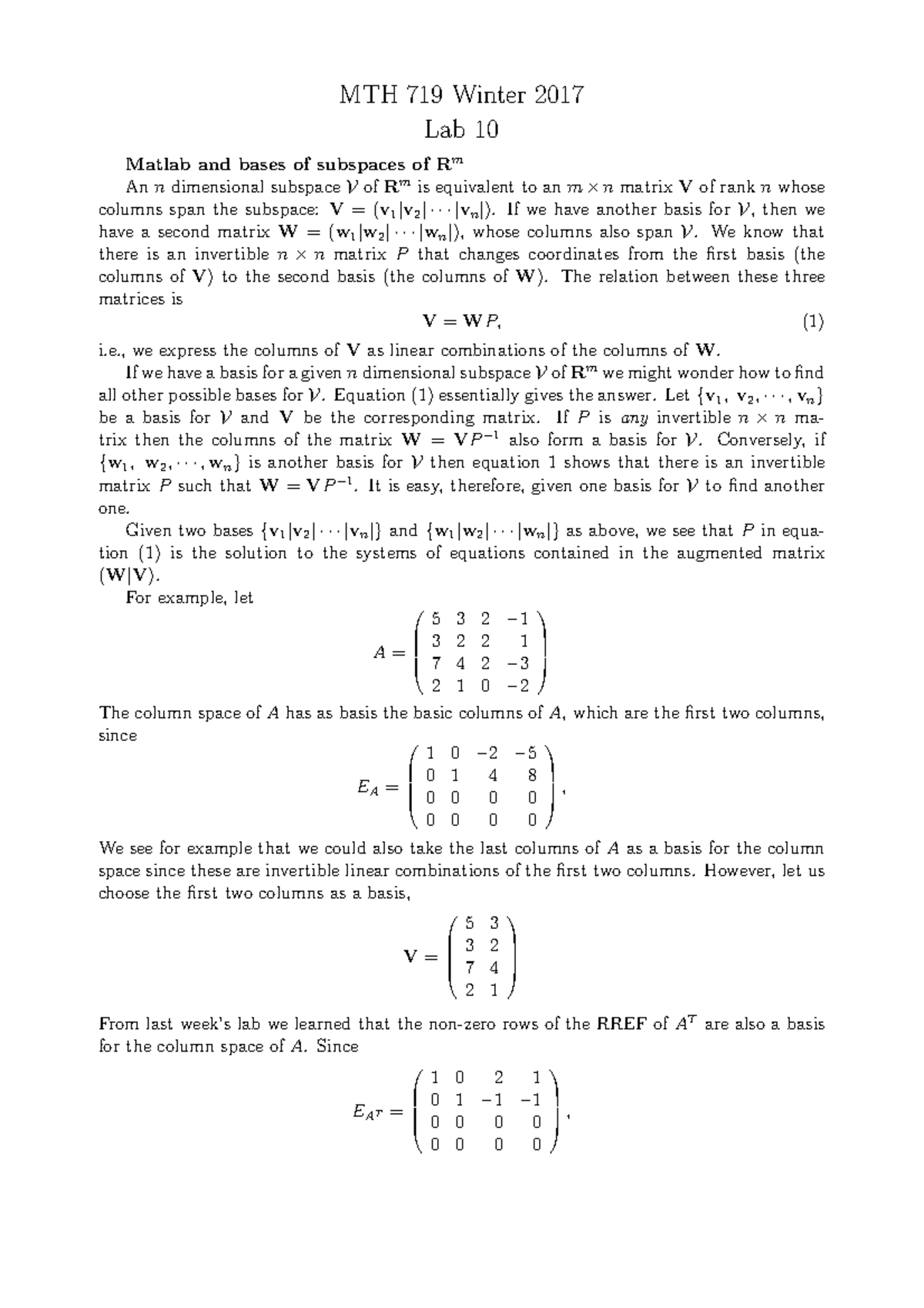 MTH719Lab10 W17 - MTH719 notes - MTH 719 Winter 2017 Lab 10 Matlab and ...