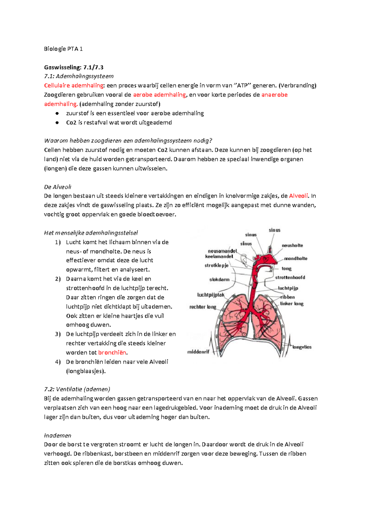 Advanced Biology - Gaswisseling, Genetica, Immuniteit, Afweer, Hart ...