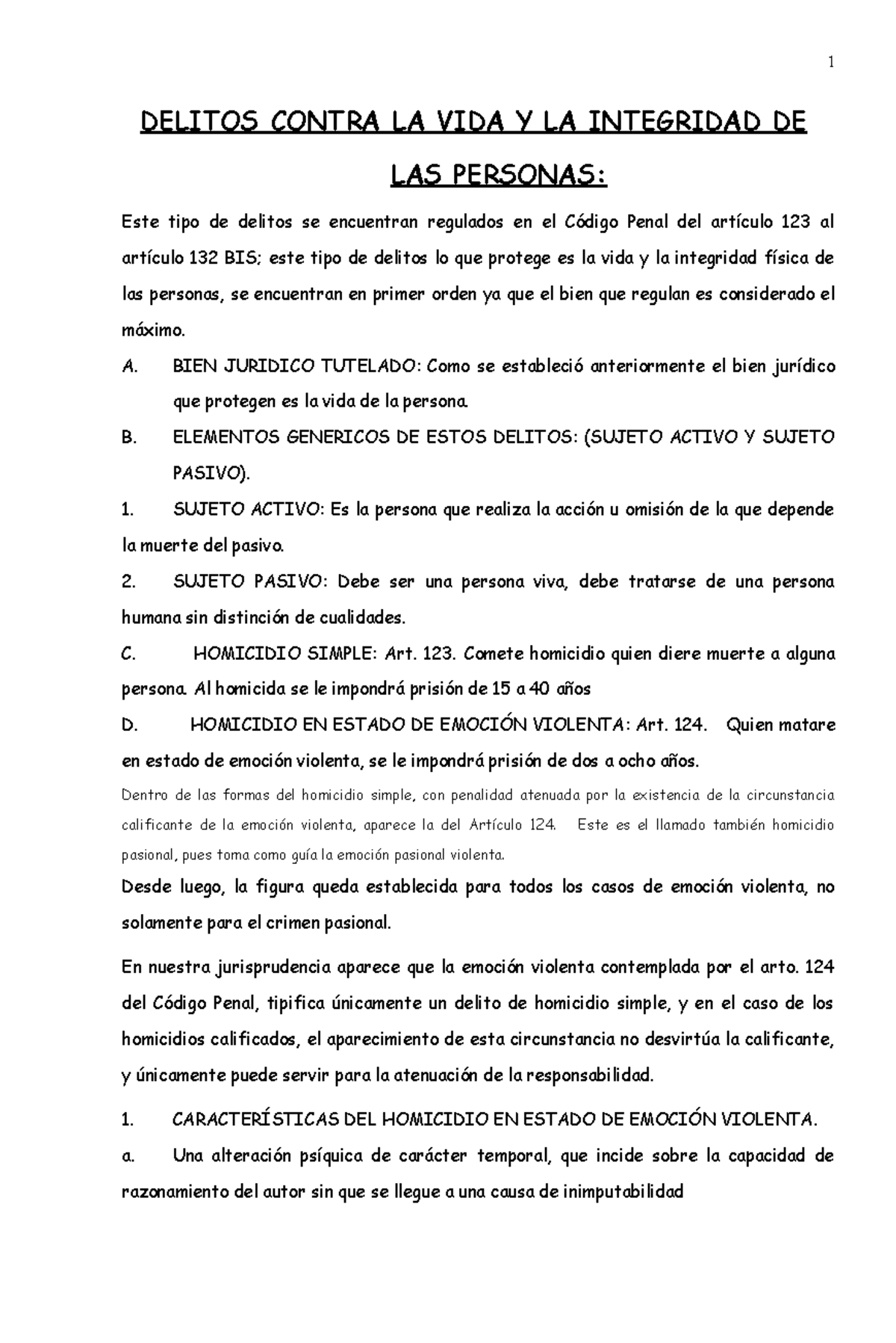 12-02-22 Delitos Contra LA VIDA - DELITOS CONTRA LA VIDA Y LA ...