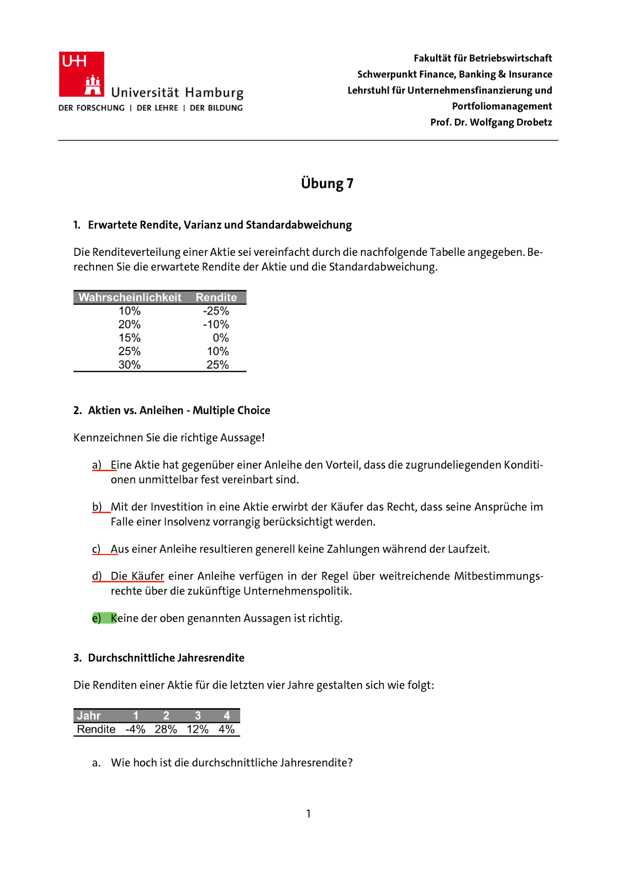 Übung 7 - Sose - Fakult‰t F ̧r Betriebswirtschaft Schwerpunkt Finance ...