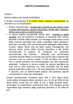 Appunti Lezione 1 Diritto Commerciale - DIRITTO COMMERCIALE È L’insieme ...