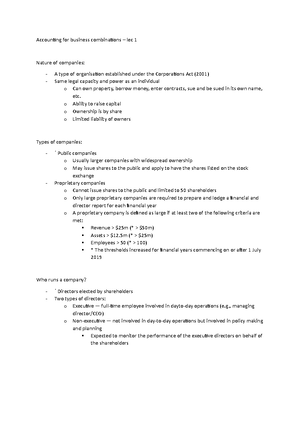 Accouting for Business Combinations – Lec 3 – Consolidation worksheet ...