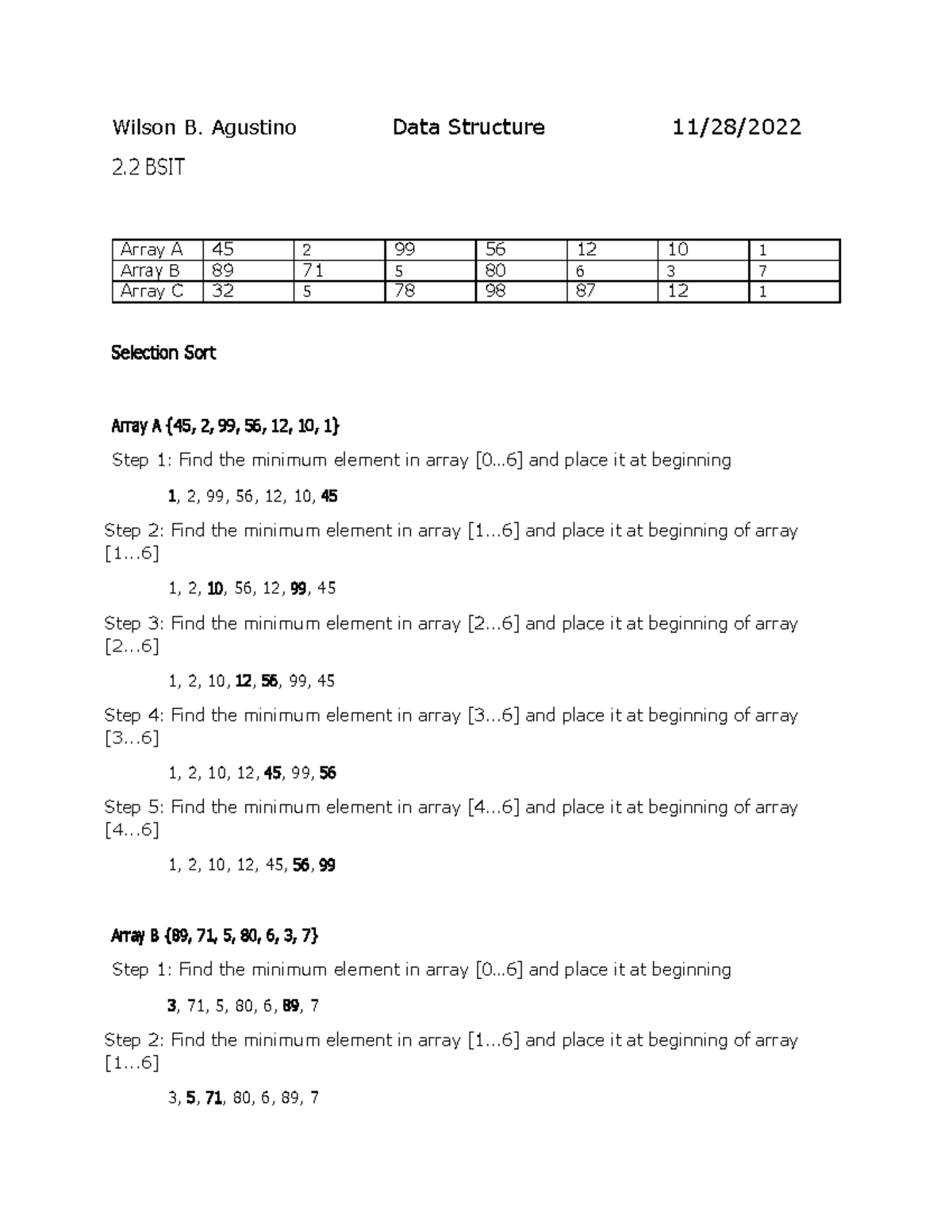 Seat Work Agustino Wilson B - Wilson B. Agustino Data Structure 11/28 ...