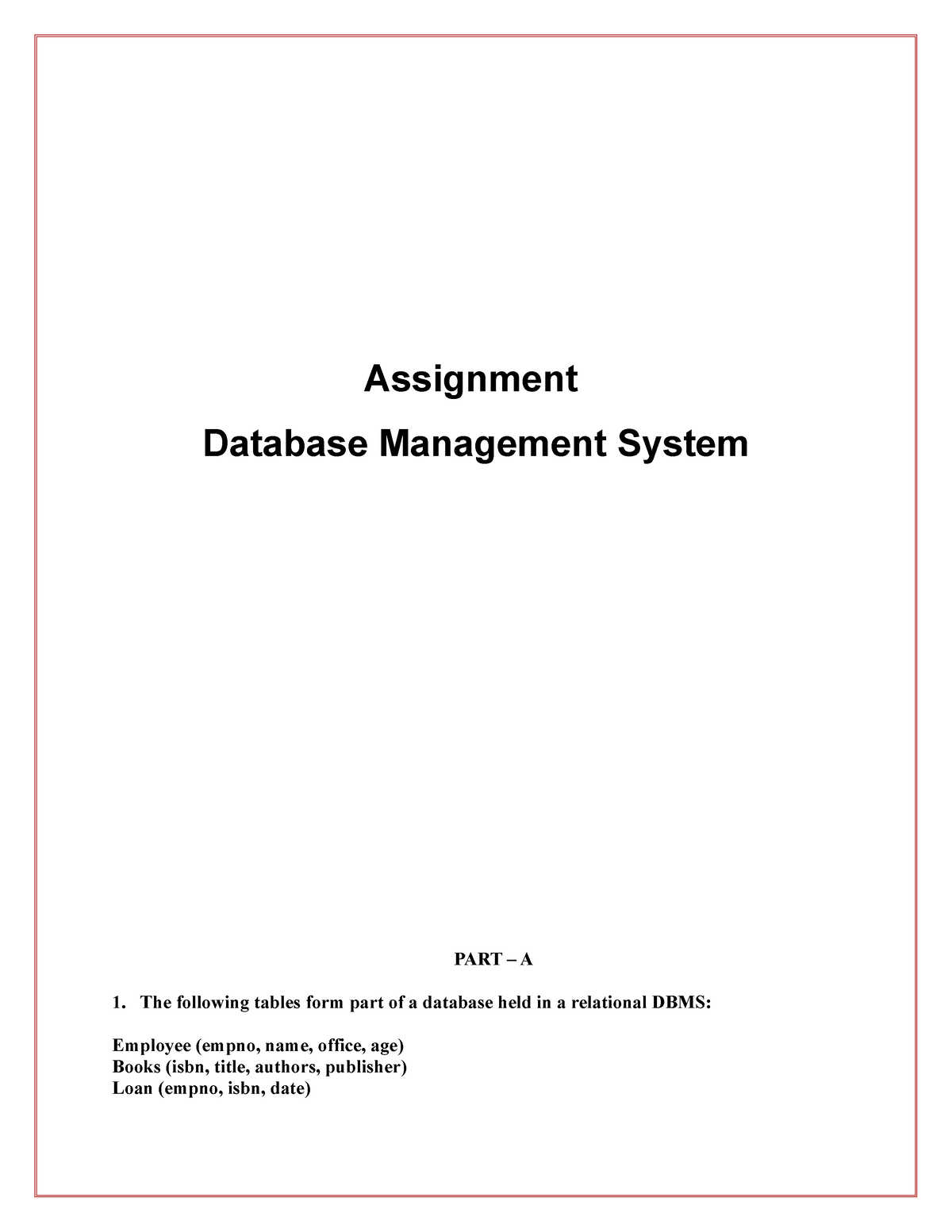 database management system assignment pdf