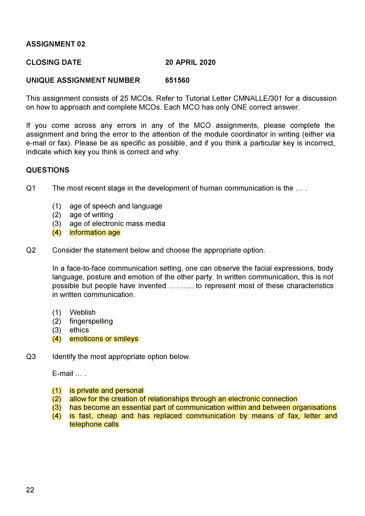 Assignment 2 -COM1501 Fundamentals Of Communication COM1501 ...