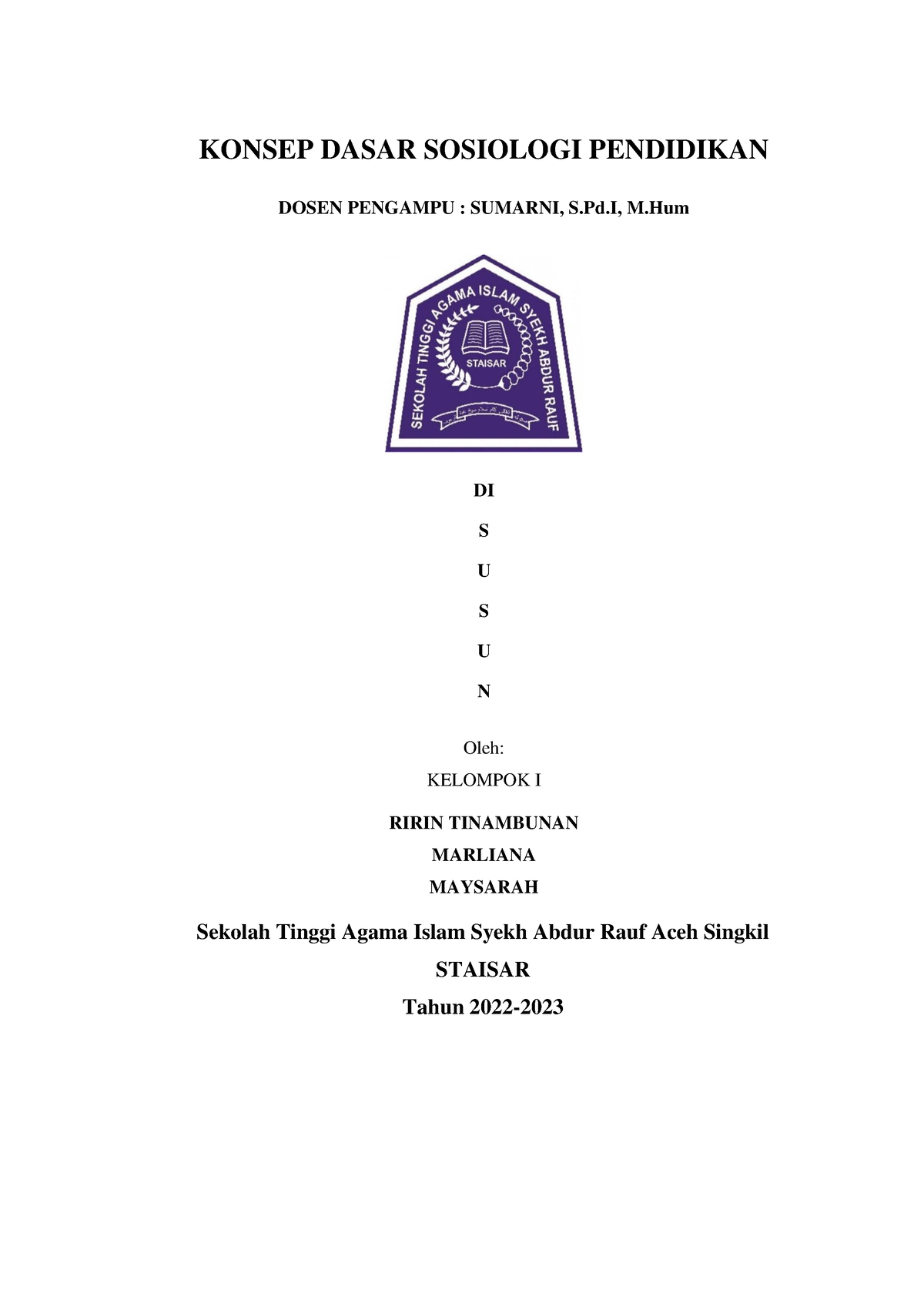 Konsep Dasar Sosiologi Pendidikan (Kelompok 1) - KONSEP DASAR SOSIOLOGI ...