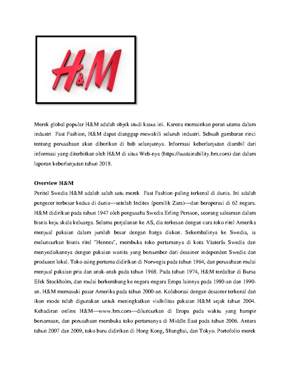 h&m sustainability case study