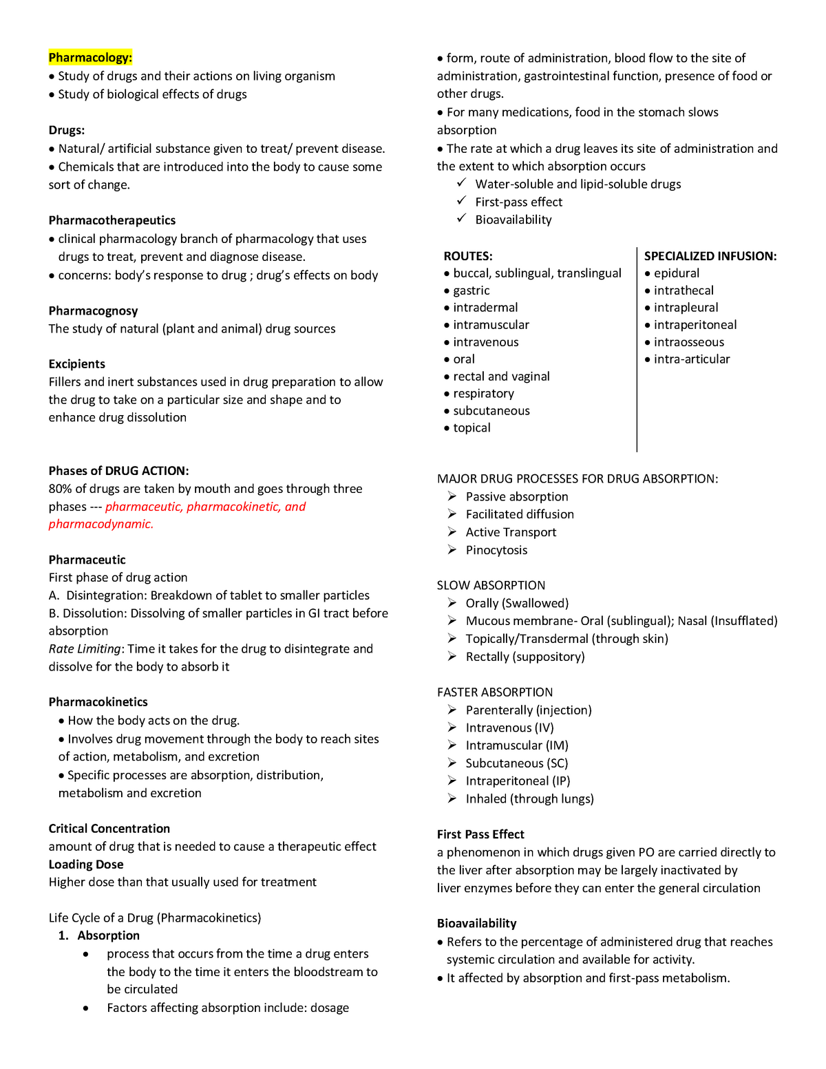 Pharmacology - Lecture notes 4 - Pharmacology: Study of drugs and their ...