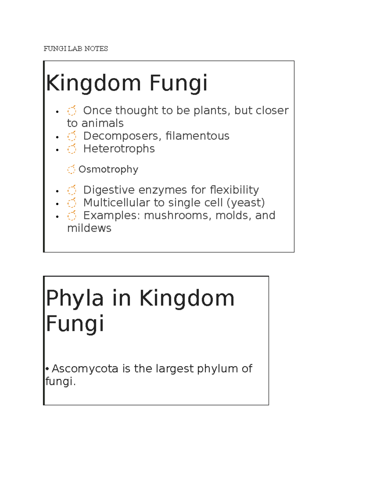 Fungi Lab Notes Fungi Lab Notes Kingdom Fungi ́́ Once Thought To Be Plants But Closer To 3954