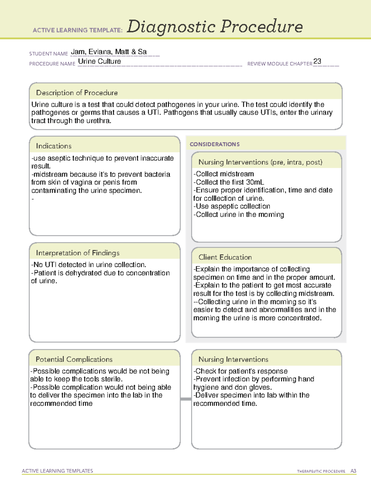 Urine Culture (correct) - ACTIVE LEARNING TEMPLATES THERAPEUTIC ...