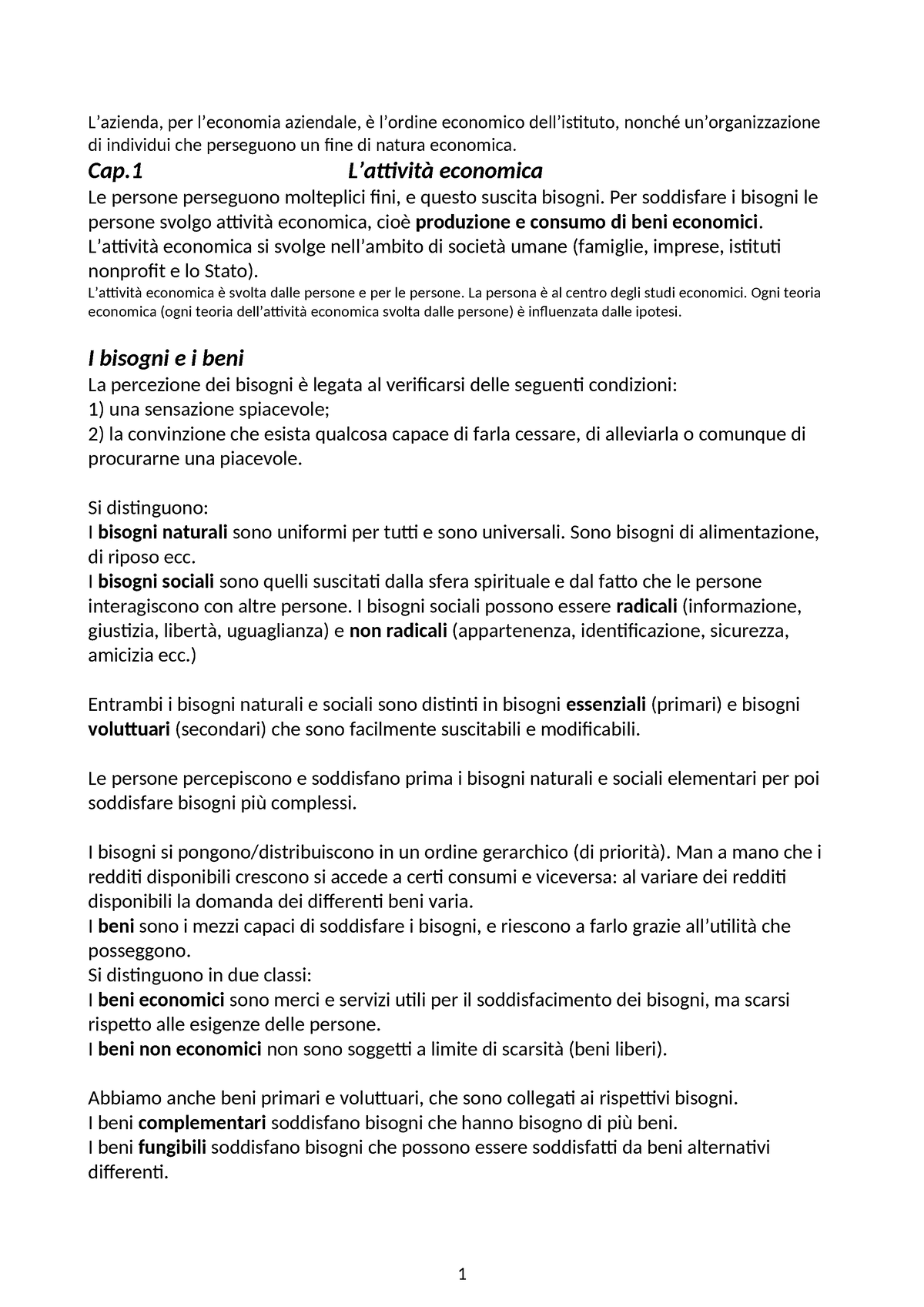 Cap 1-2-3-4-5-6-7-8-14 Economia Aziendale - L’azienda, Per L’economia ...