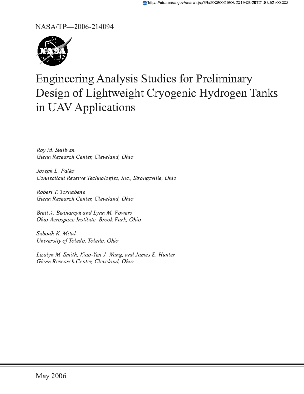 Engineering Analysis Studies for Preliminary Design of Lightweight ...