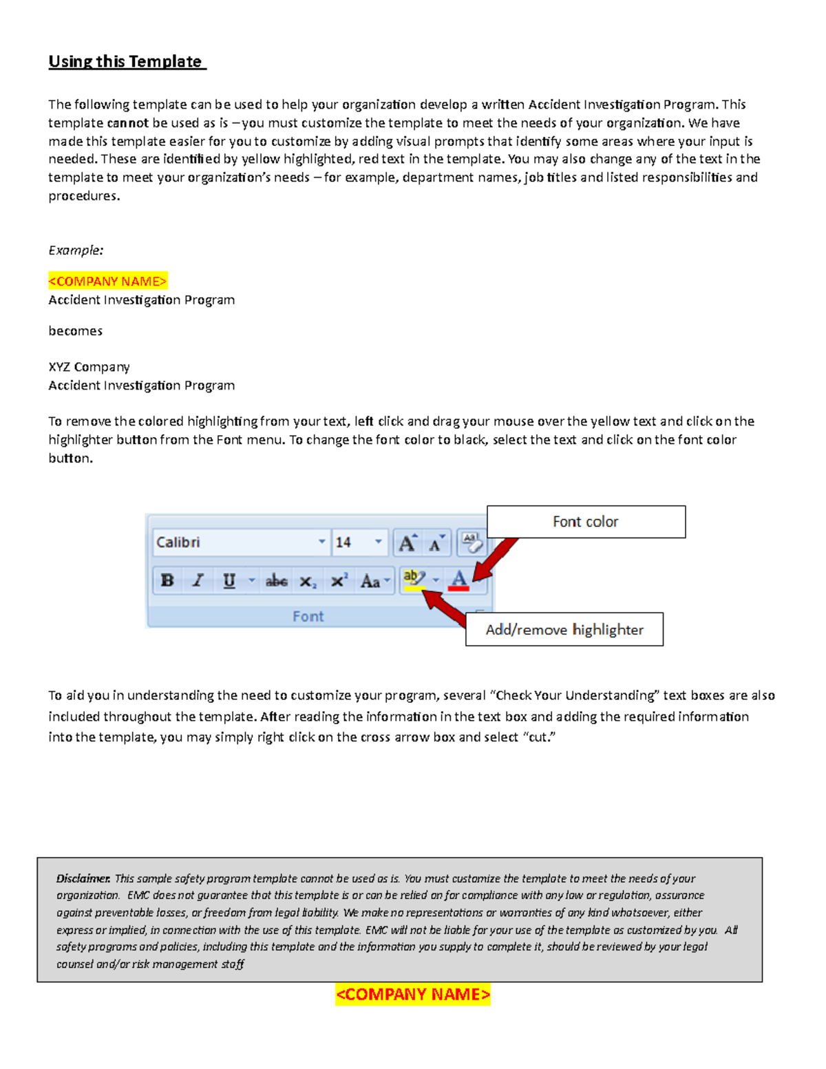 Accident investigation prgram - This template cannot be used as is ...