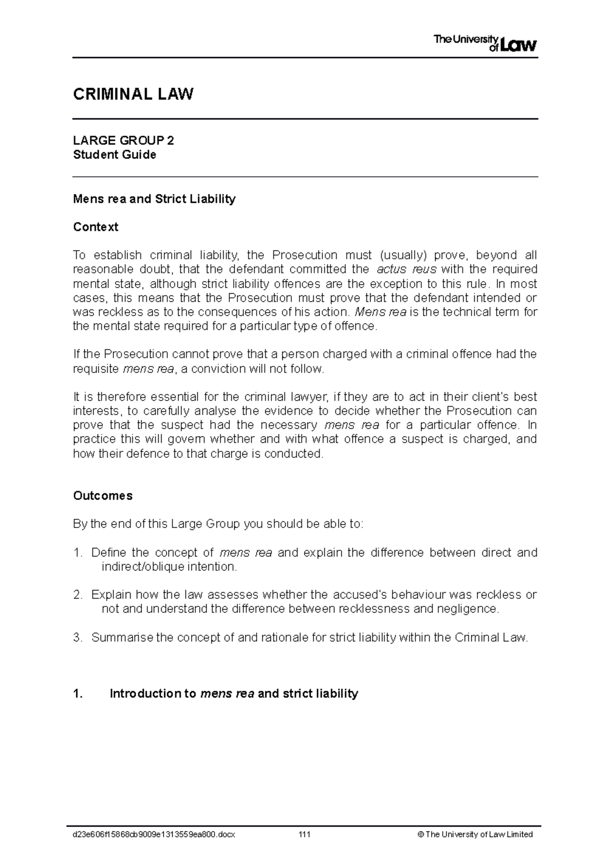 criminal law damage for student guide CRIMINAL LAW LARGE GROUP