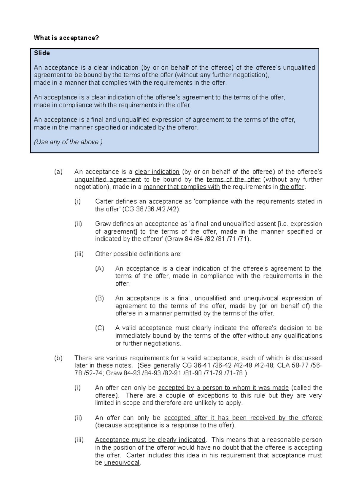 Acceptance notes - What is acceptance? Slide An acceptance is a clear ...