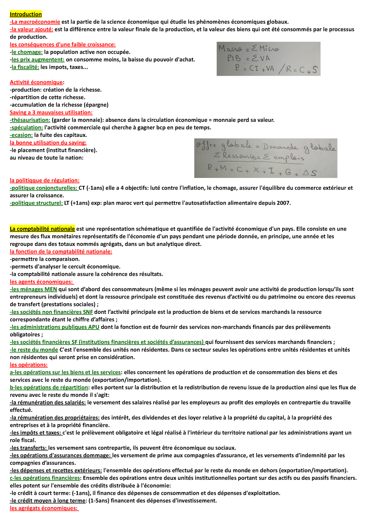 Macroeconomie S2 - Introduction -La Macroéconomie Est La Partie De La ...