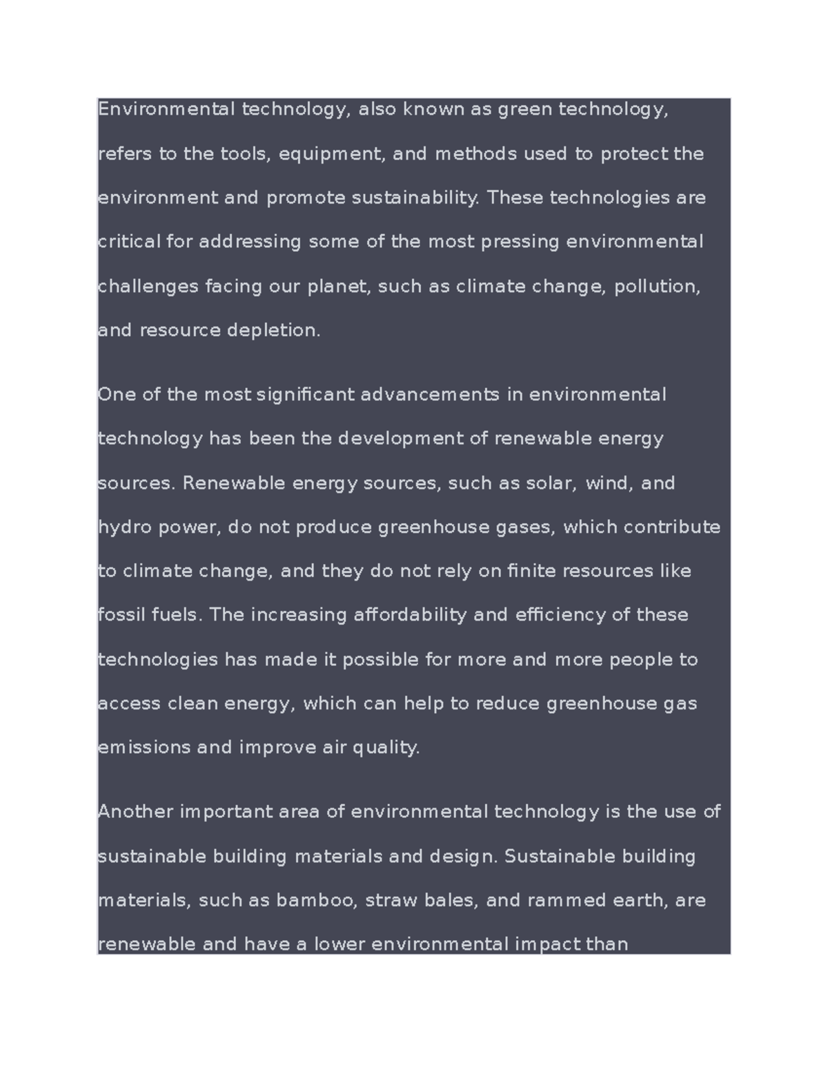 Environmental technology - These technologies are critical for ...