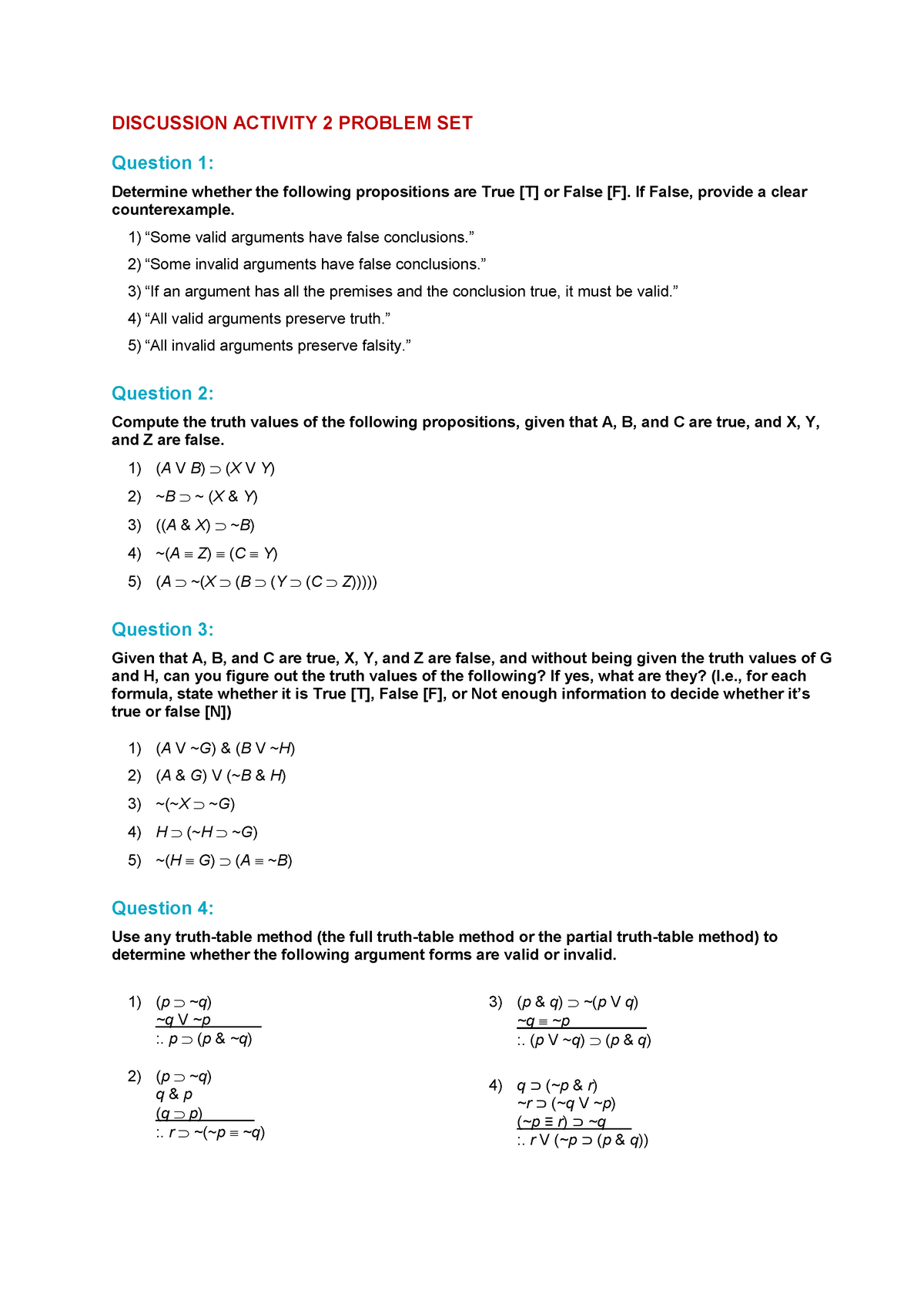 Da 2 Ppt Discussion Activity 2 Problem Set Question 1 Determine Whether The Following Studocu