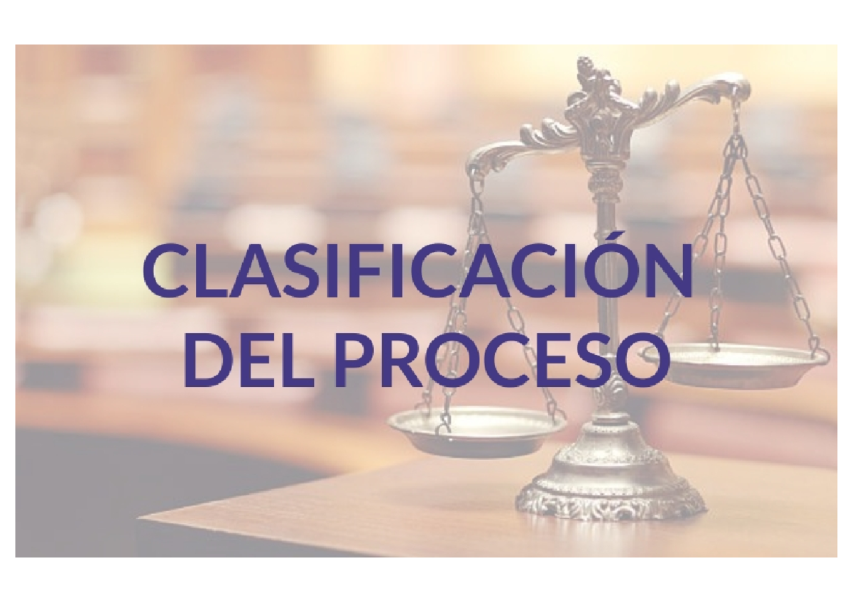 Clasificación Del Proceso - Procesal Civil - Studocu