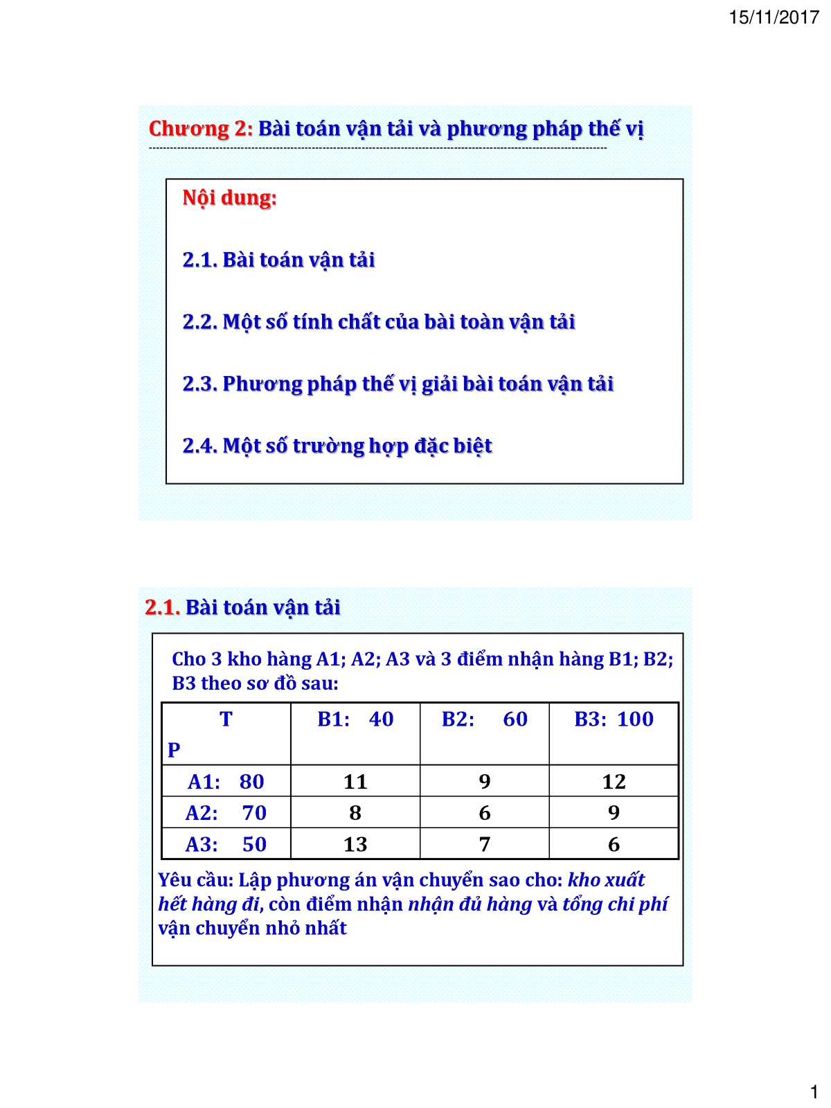 Chuong 2-QHTT2007 - Not To Select - Ch±¡ng 2: Bài Toán V¿n T¿i Và Ph± ...