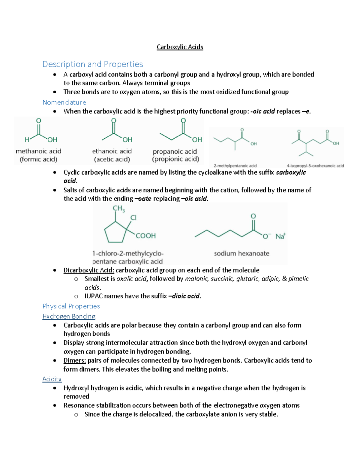 Copy of Carboxylic Acids - Carboxylic Acids Description and Properties ...