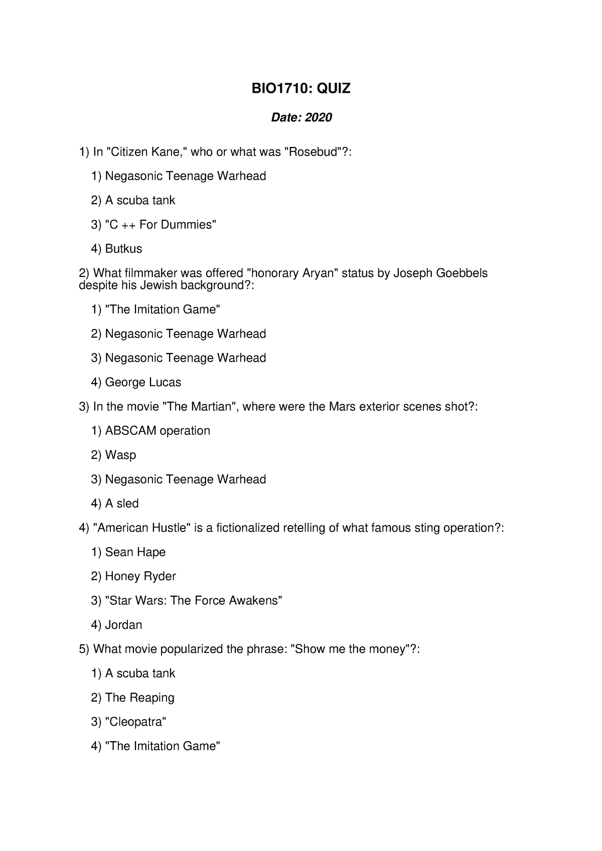 Marketing 179-QUIZ 38 - hope this help you. - BIO1710: QUIZ Date: 2020 ...