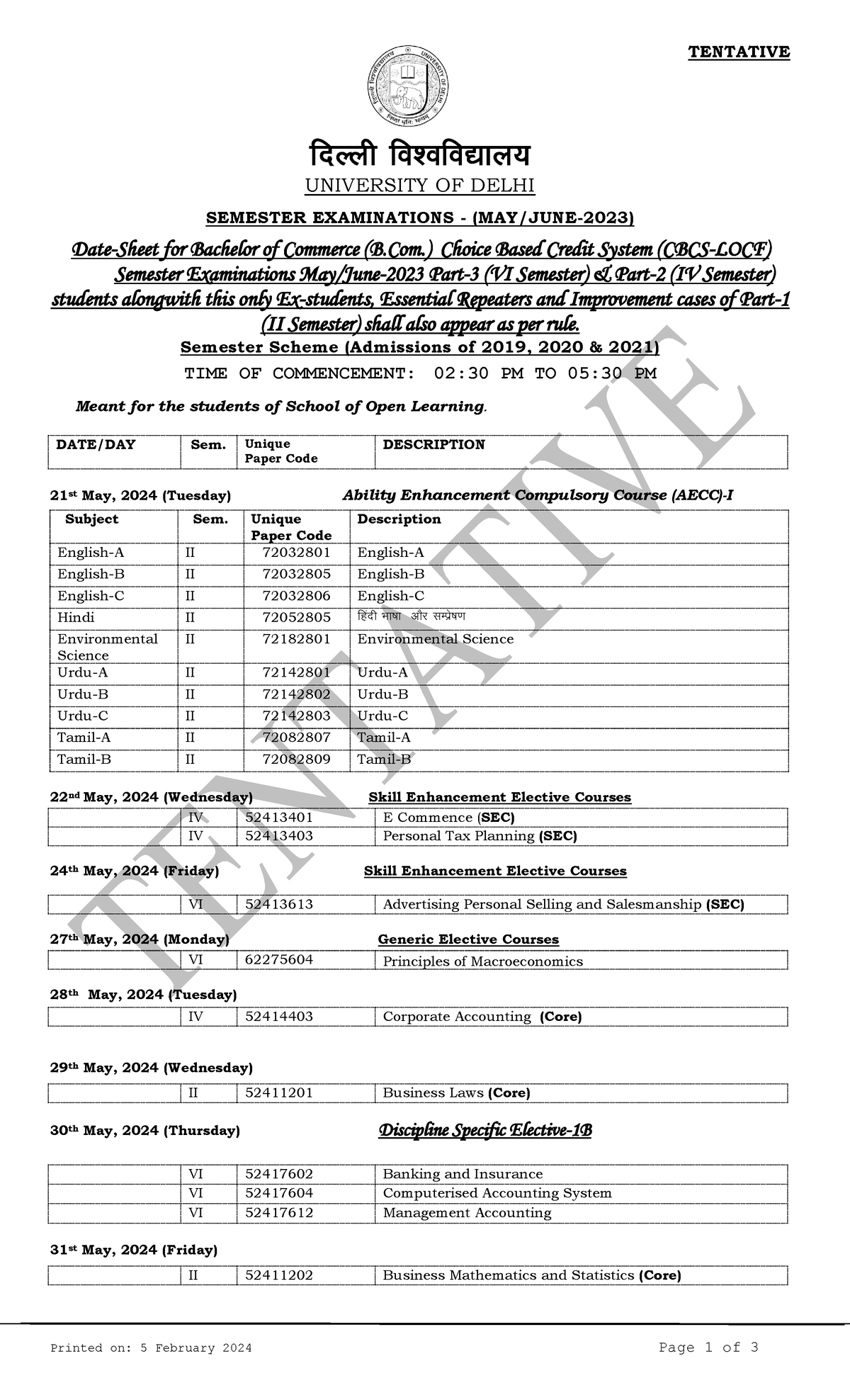 VI SEM(CBCS) Printed on 5 February