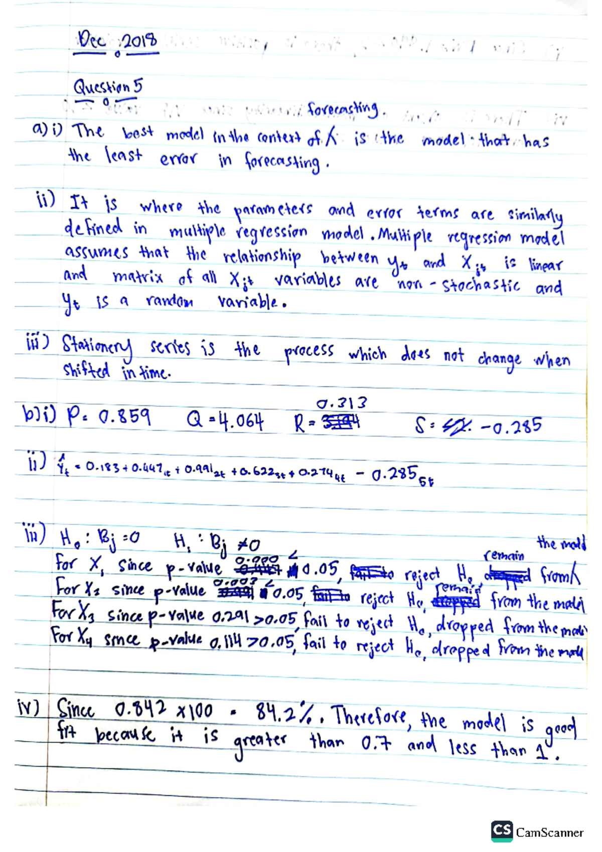 STA233 DEC2018 - note - Introduction Business Forecasting - CamScanner ...