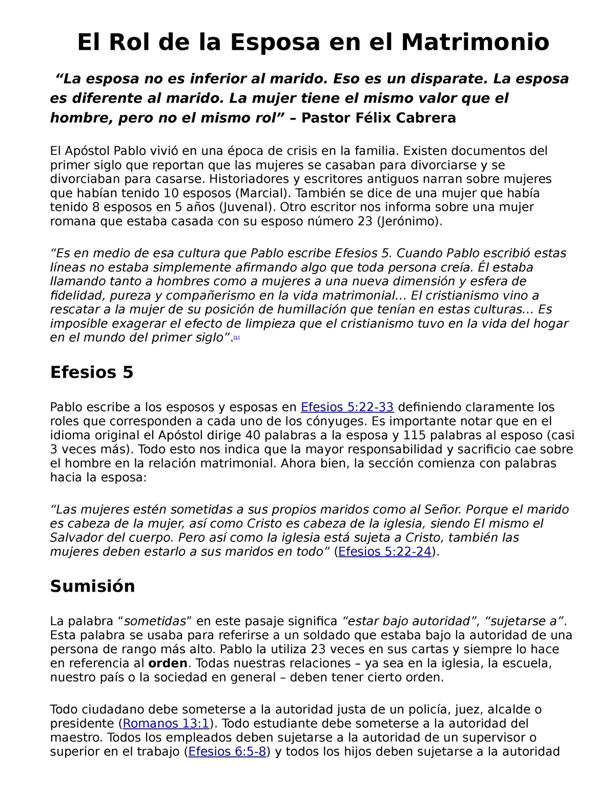 El Rol De La Esposa En El Matrimonio Eso Es Un Disparate La Esposa Es Diferente Al Marido La 6410