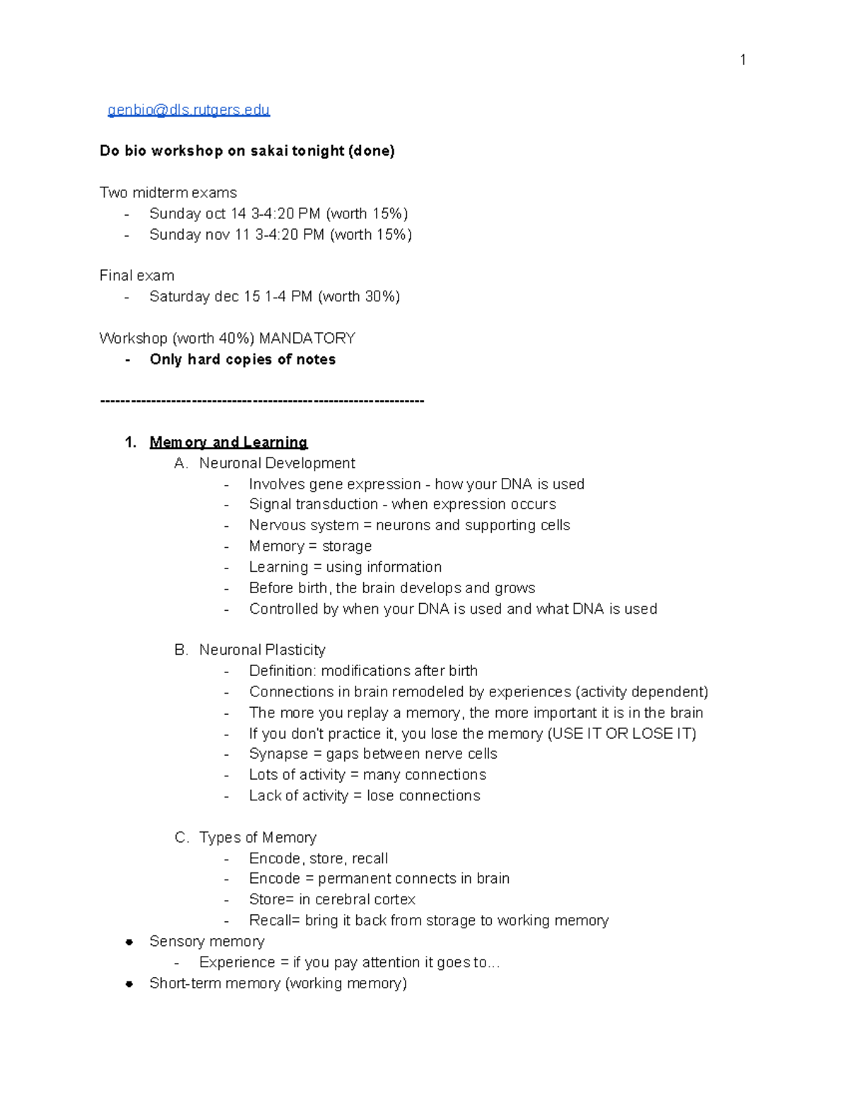 Professor Beal, General Biology I Notes - genbio@dls.rutgers Do bio ...