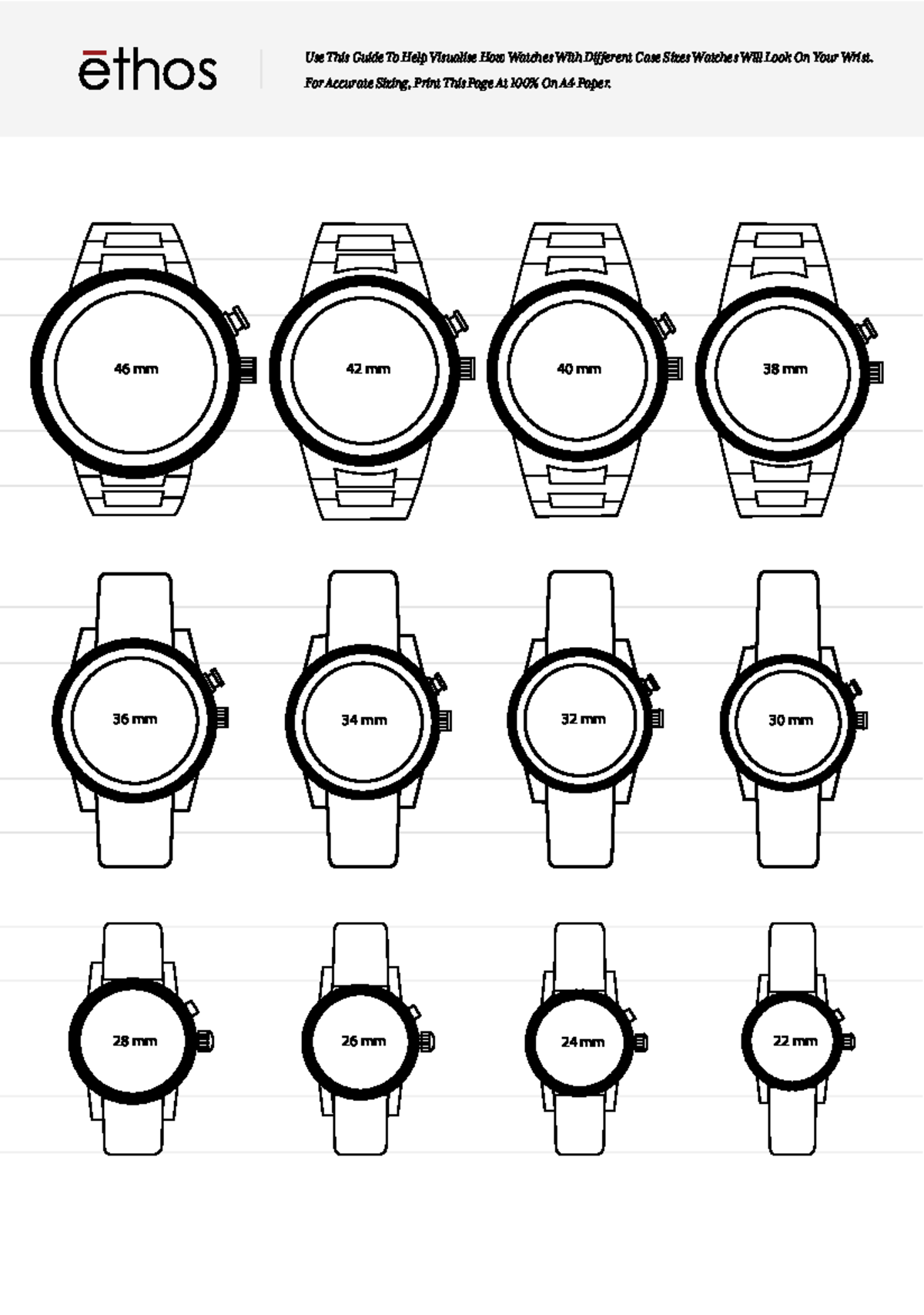 Watch size guide v5 - Social Psychology - 46 mm 42 mm 40 mm 38 mm 36 mm ...